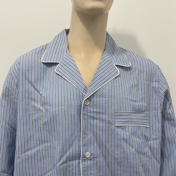 Joseph Abboud Long Sleeve Button Up Pajama Shirt Blue Stripe Size XL NWT - Picture 3 of 9